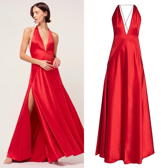 MICHAEL LO SORDO Alexandra Silk Maxi Dress Red Sz 4 US - Picture 1 of 7